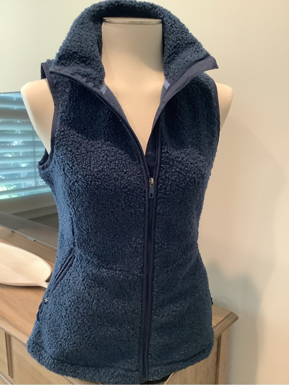 Avalanche Navy Sherpa Fleece Vest with Stand Collar
